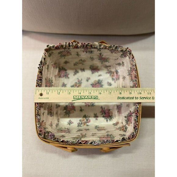 Vintage 1992 Longaberger Basket Used Floral Fabric and Plastic Liner - Picture 7 of 16